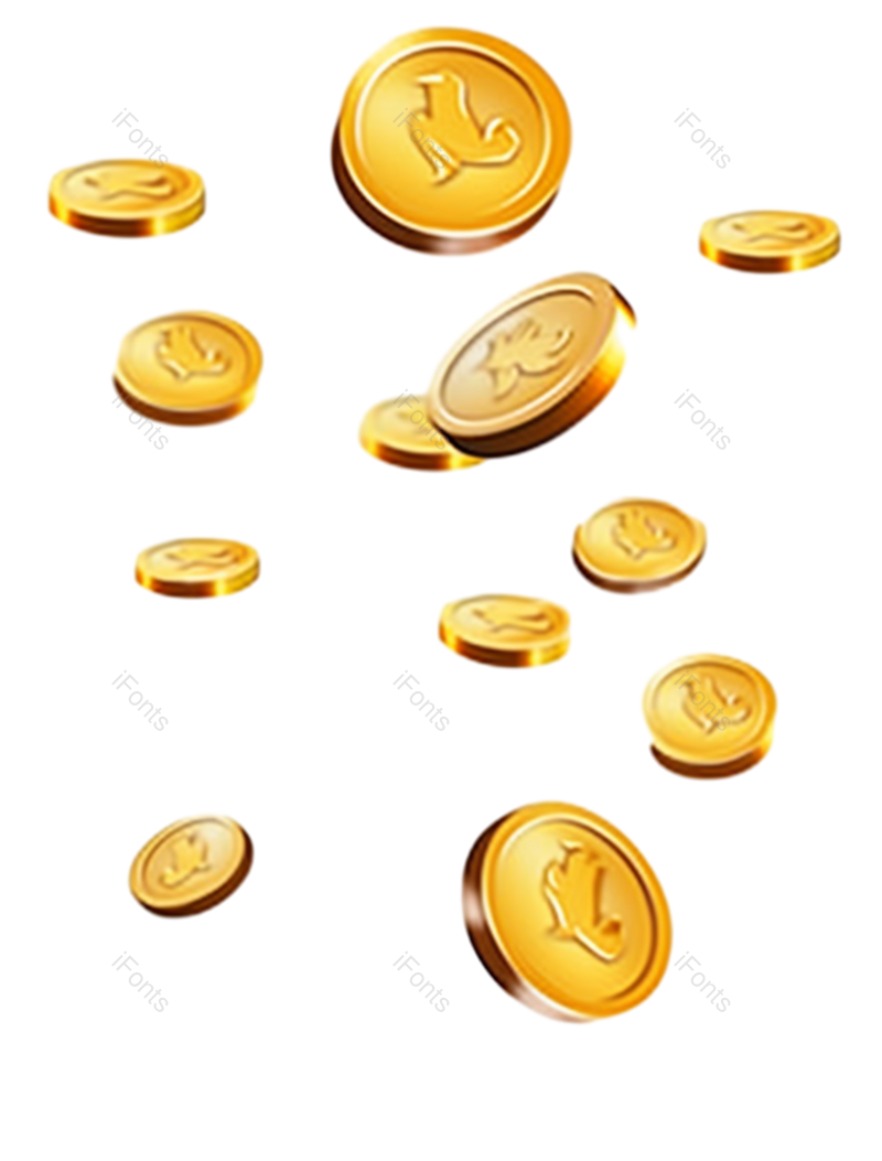 卡通金币图片,钱币元素,优惠PNG,双12免抠素材